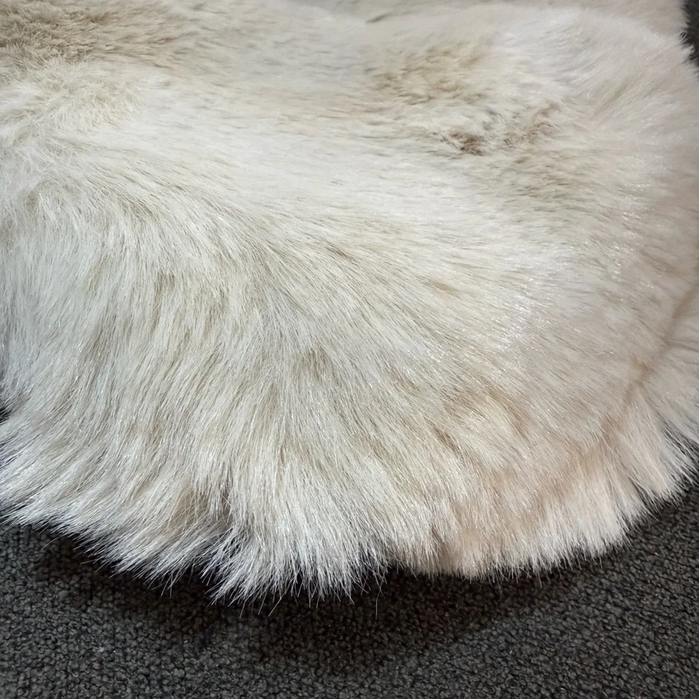 Crate & Barrel Arctic Ivory Textured Faux Fur Christmas Stocking